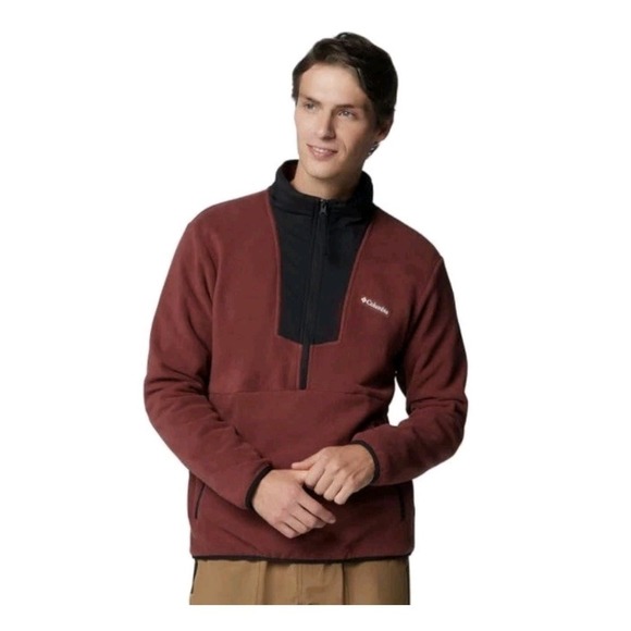 Columbia Sequoia Grove Men's Half Zip Fleece Pullover Red Spice / Black Size 2XL - Picture 1 of 5